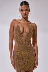 BABY PLEASE MINI DRESS IN GOLD