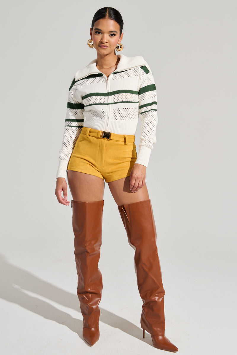 IVY LEAGUE STRIPED ZIP UP SWEATER