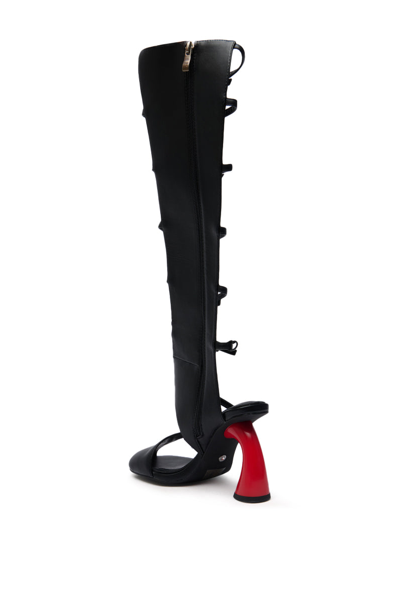 AZALEA WANG ANDRIUS BLACK WITH RED HEEL GLADIATOR SANDAL