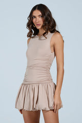 DARLING MINI DRESS IN BEIGE