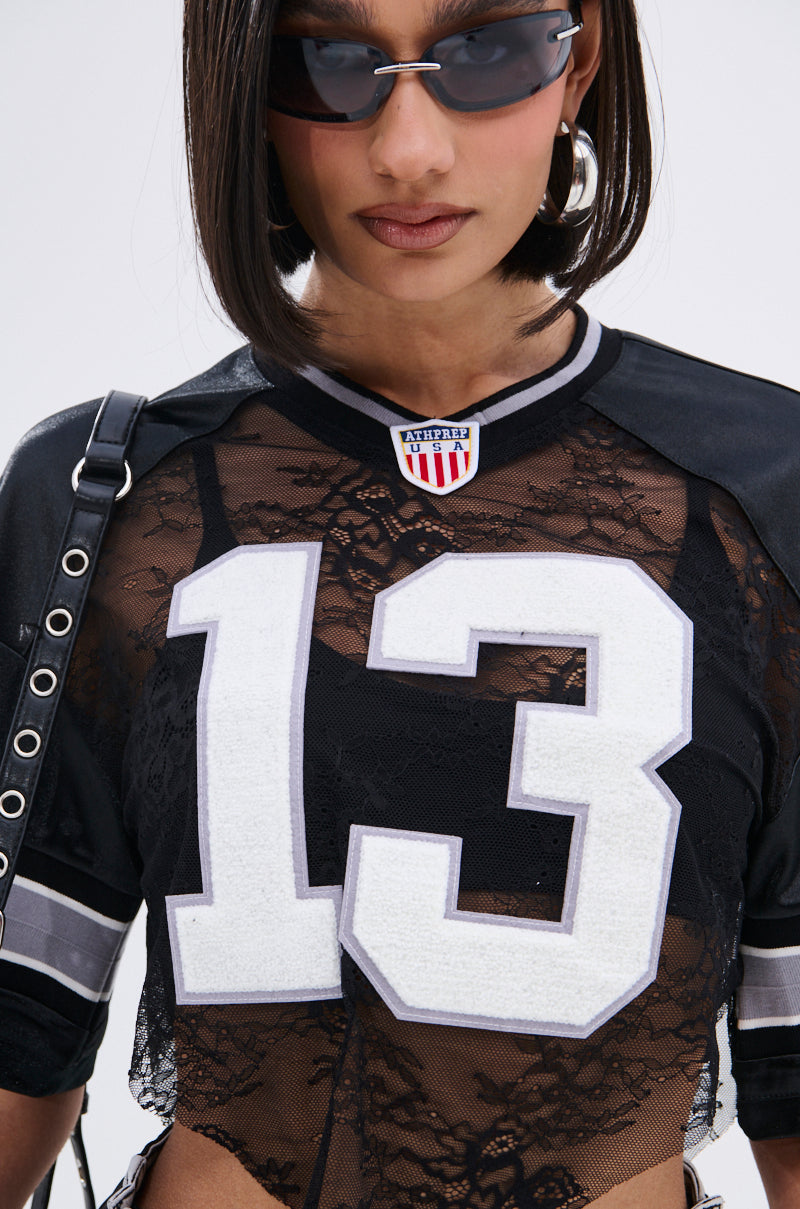 LUCKY LACE JERSEY TOP