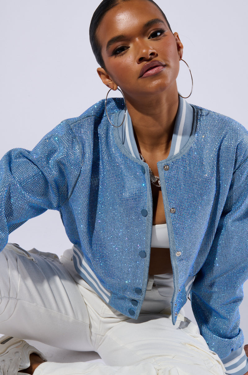 HARLEY EMBELLISHED DENIM BOMBER