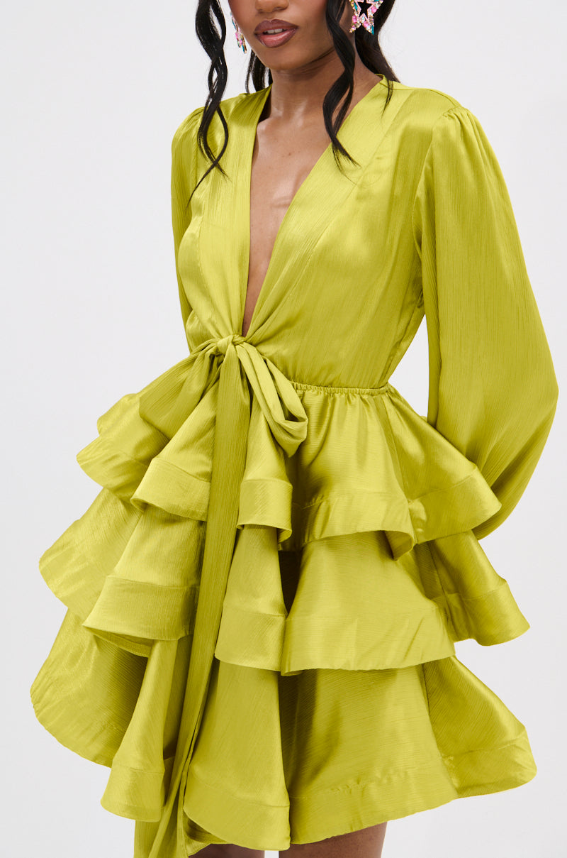 ARIANA SATIN RUFFLED MINI DRESS