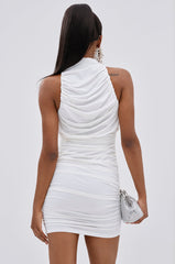 BUSINESS IN FRONT PARTY IN BACK MINI DRESS IN WHITE