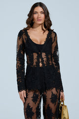KAI LACE BLAZER IN BLACK