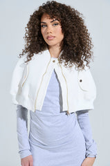 LYNX LAYERED BOMBER JACKET IN IVORY