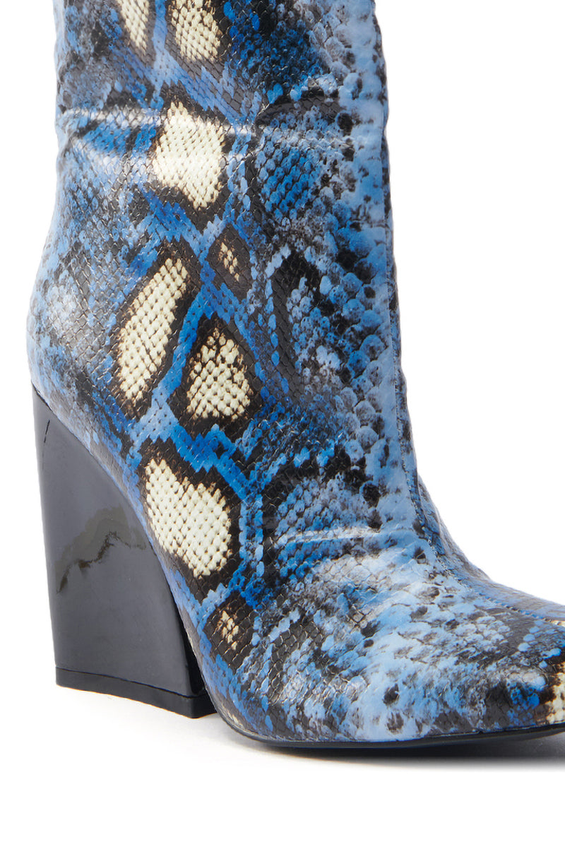 AZALEA WANG RANSOM BLUE MULTI SNAKE BOOTIE
