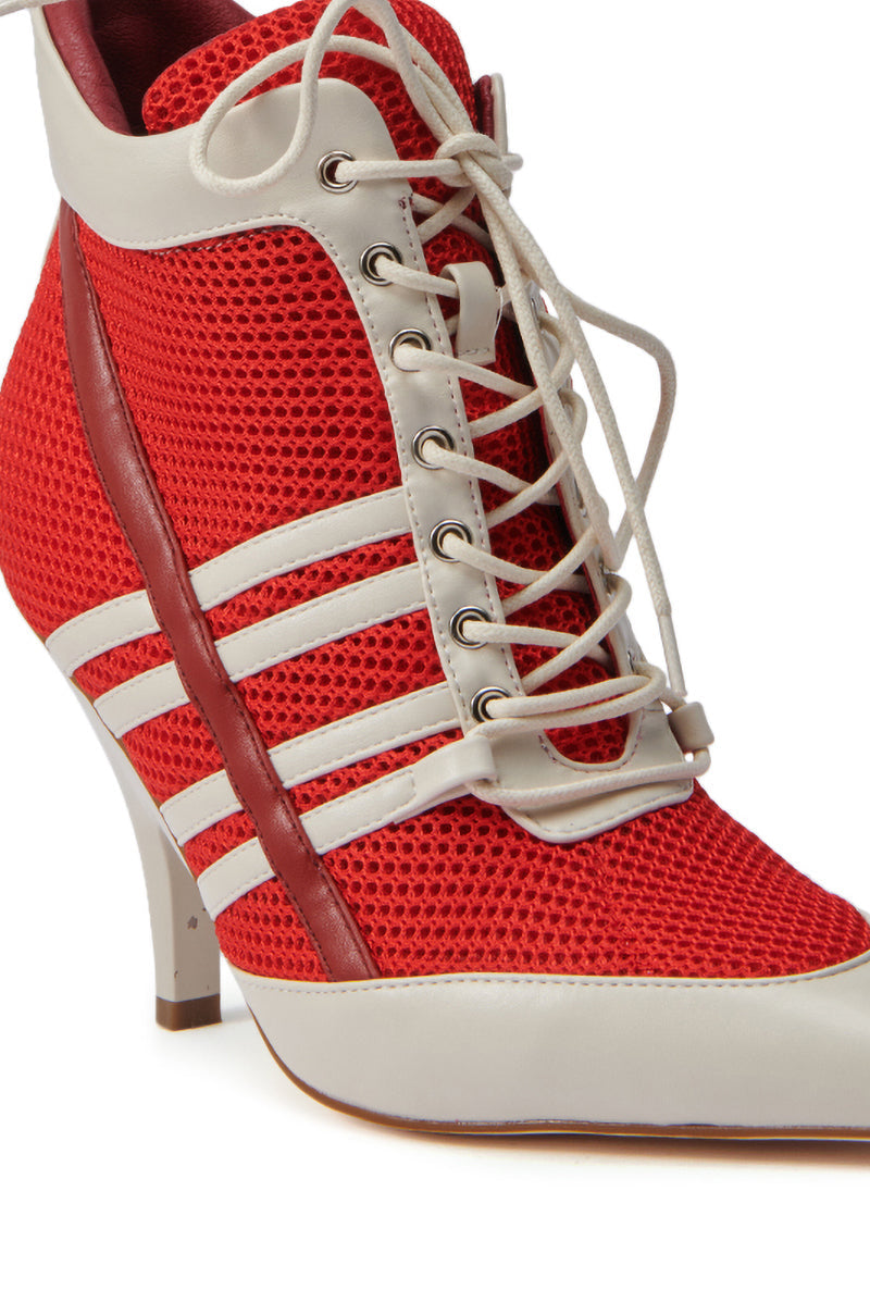 AZALEA WANG ROBERT RED SPORTY SNEAKER LOOK BOOTIE