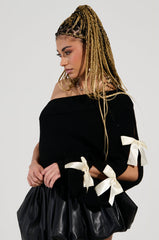 COQUETTE CHIC CHUNKY SWEATER IN BLACK