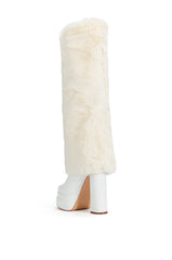 AZALEA WANG COCO FUR FOLD OVER BOOT IN WHITE