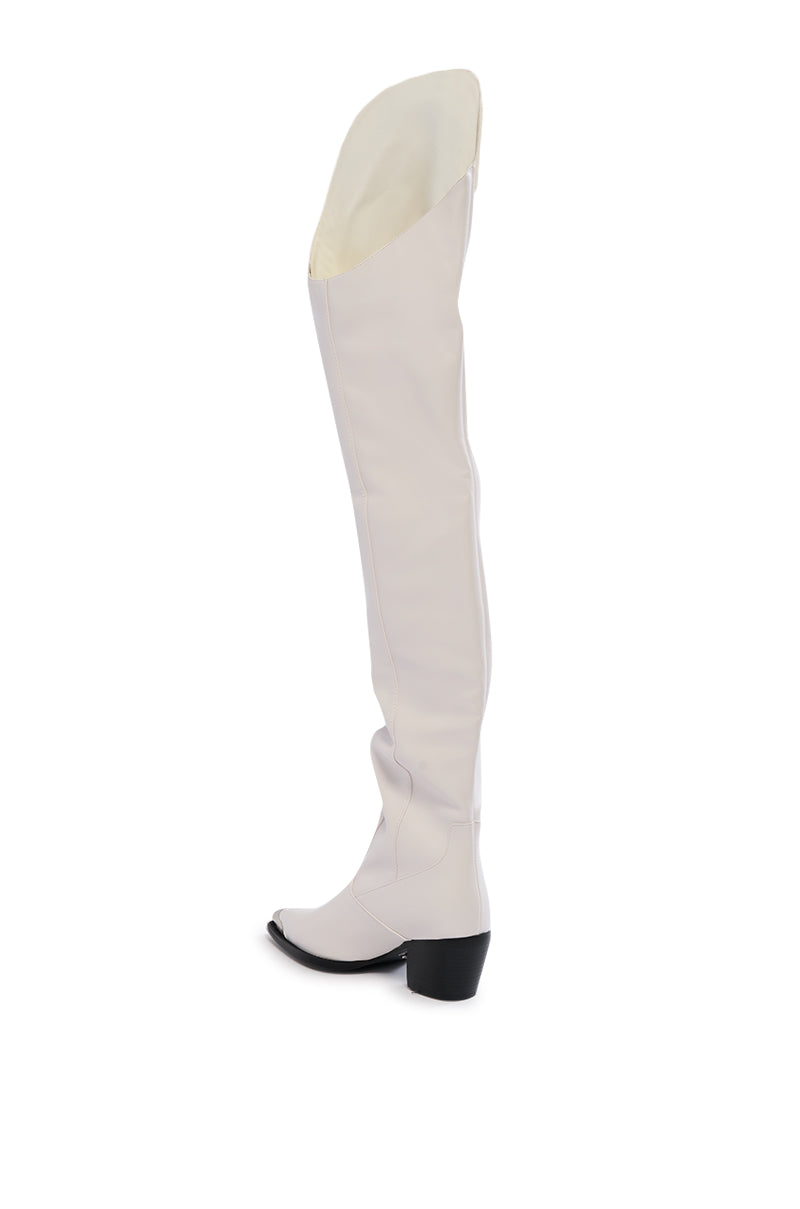 AZALEA WANG RIA OVER THE THIGH WESTERN BOOT IN WHITE