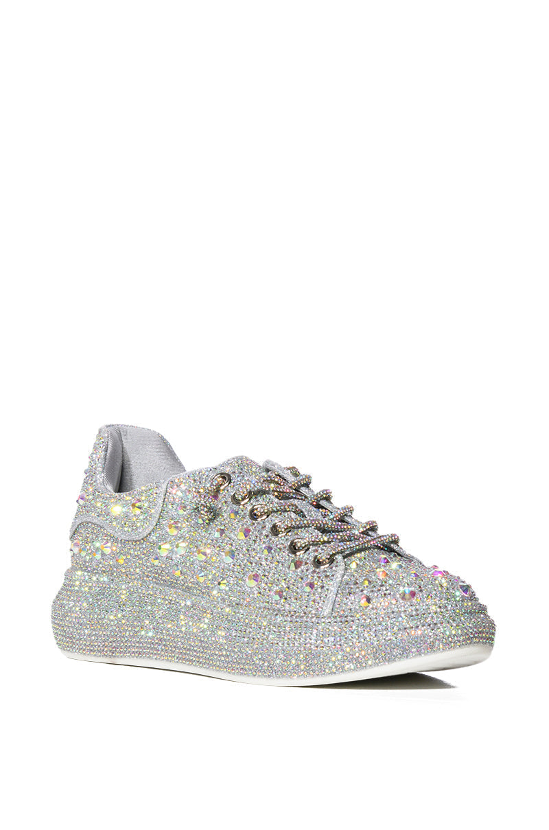 AZALEA WANG STOP AND STARE FLAT SNEAKER IN SILVER