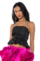DARK ROSE SLEEVELESS PEPLUM BLOUSE