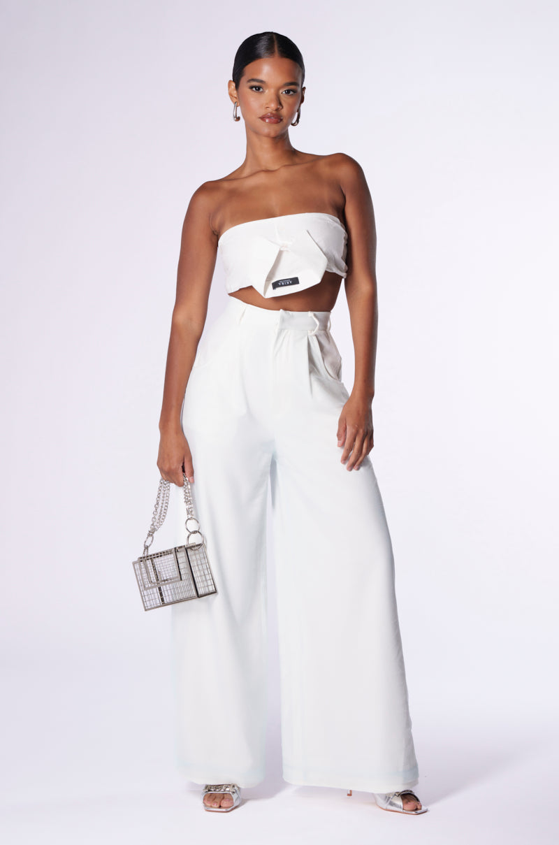 MEANT FOR BUSINESS COLLARED POPLIN BRA TOP